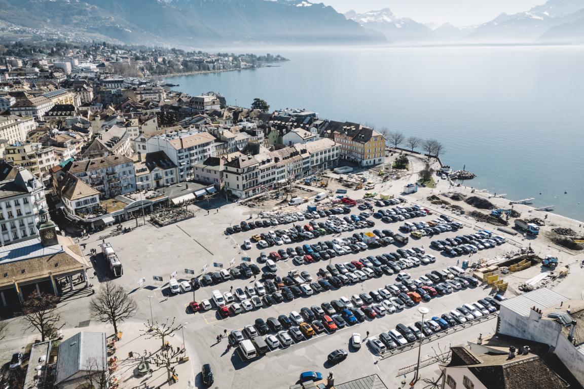 Image de l'avancée du chantier de la place du Marché (février 2026)