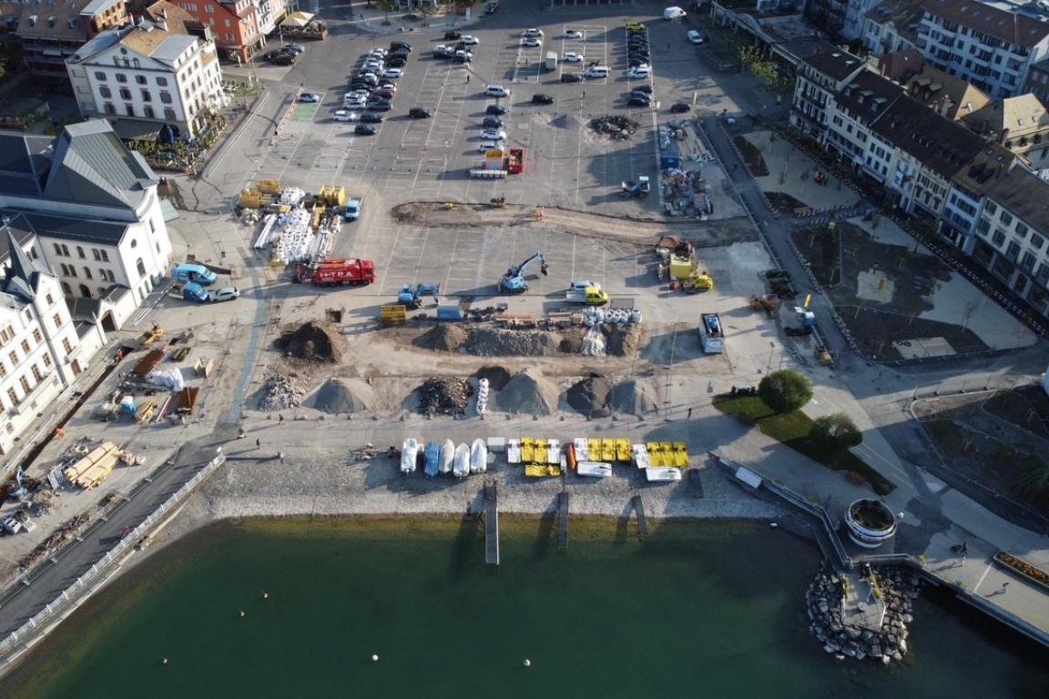 Image de l'avancée du chantier de la place du Marché (mai 2026)